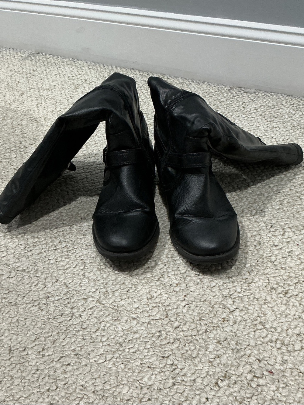 G.H. Bass & Co. Black Leather Ankle Combat Boots with Strap